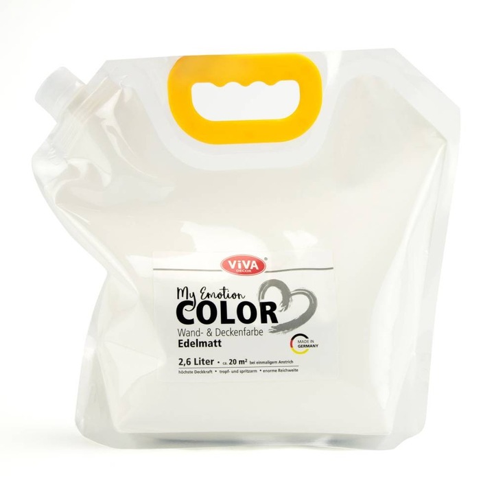 Vopsea lavabila premium pentru pereti si tavan, mata, My Emotion Color by VIVA, 2,6 litri Alb