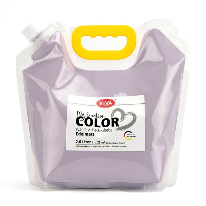 Vopsea lavabila premium pentru pereti si tavan, mata, My Emotion Color by VIVA, 2,6 litri Purpuriu pastel