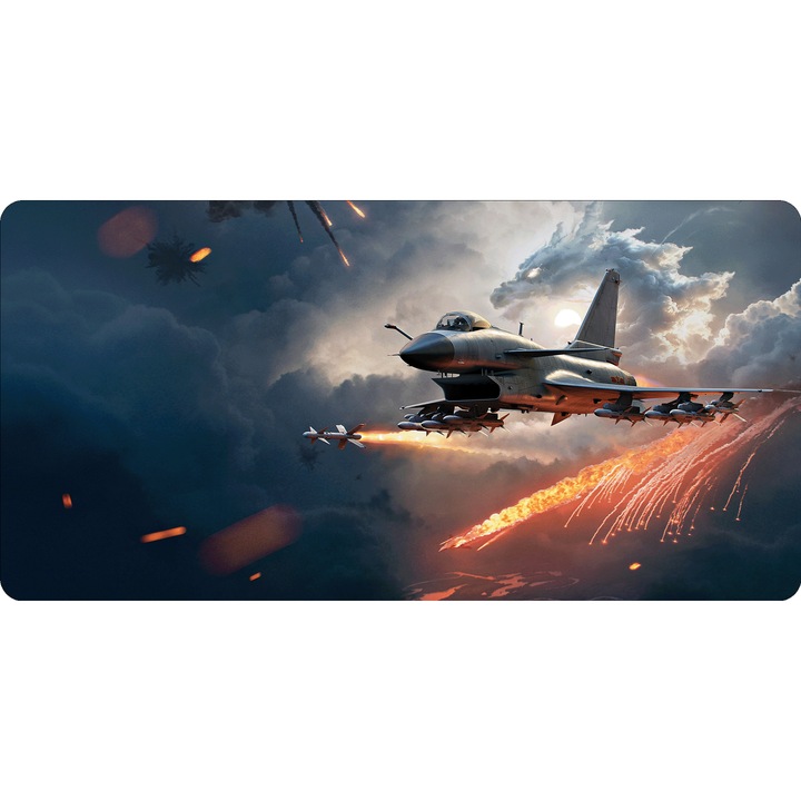 Mousepad Mare Deskmat Flighter jet missile 700x350x2mm margini drepte necusute Oktane