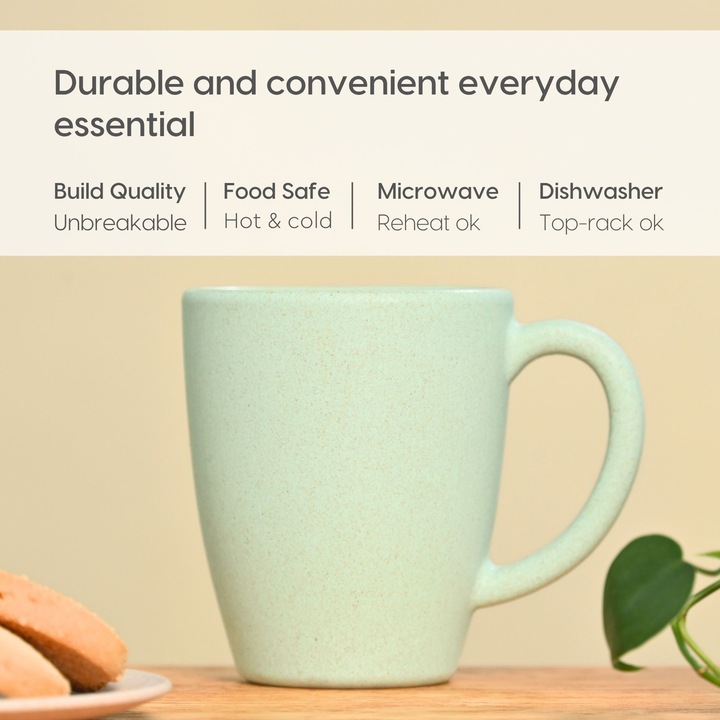 Cana reutilizabilă REuse, 300 ml, coji de cafea, verde celeste, set 1 bucata