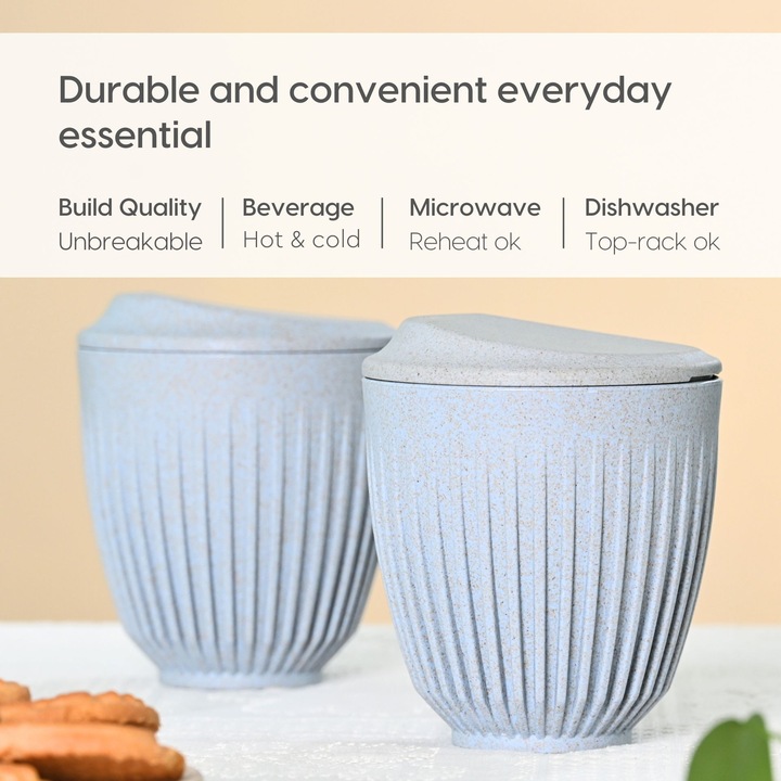 Cana de voiaj REuse Retro 250 ml, coji de cafea, Azur Grey, 1 bucata