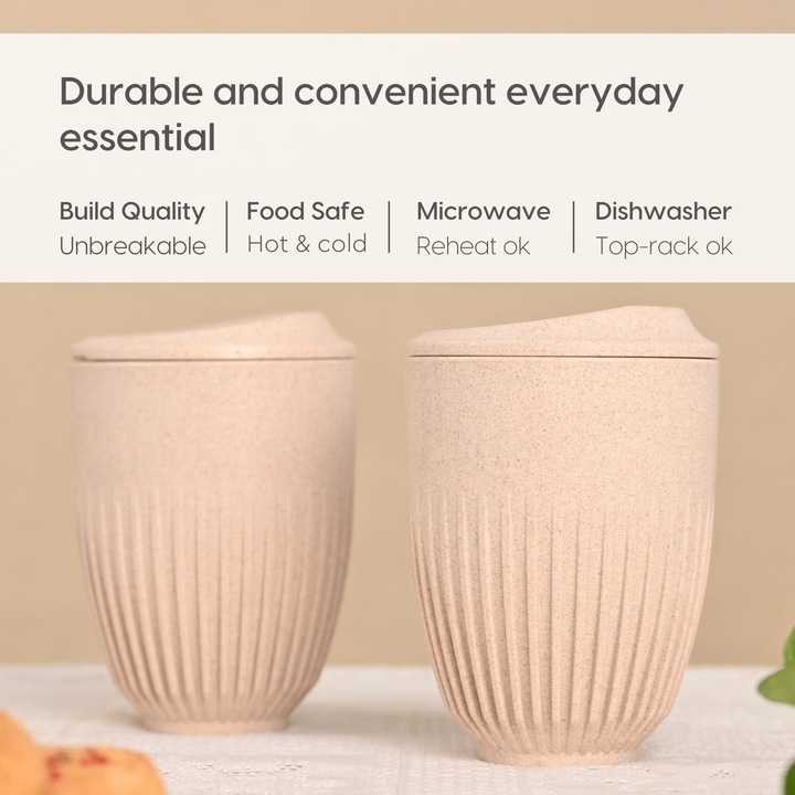 Cana de voiaj REuse Retro 360 ml, coji de cafea, alb, 1 bucata