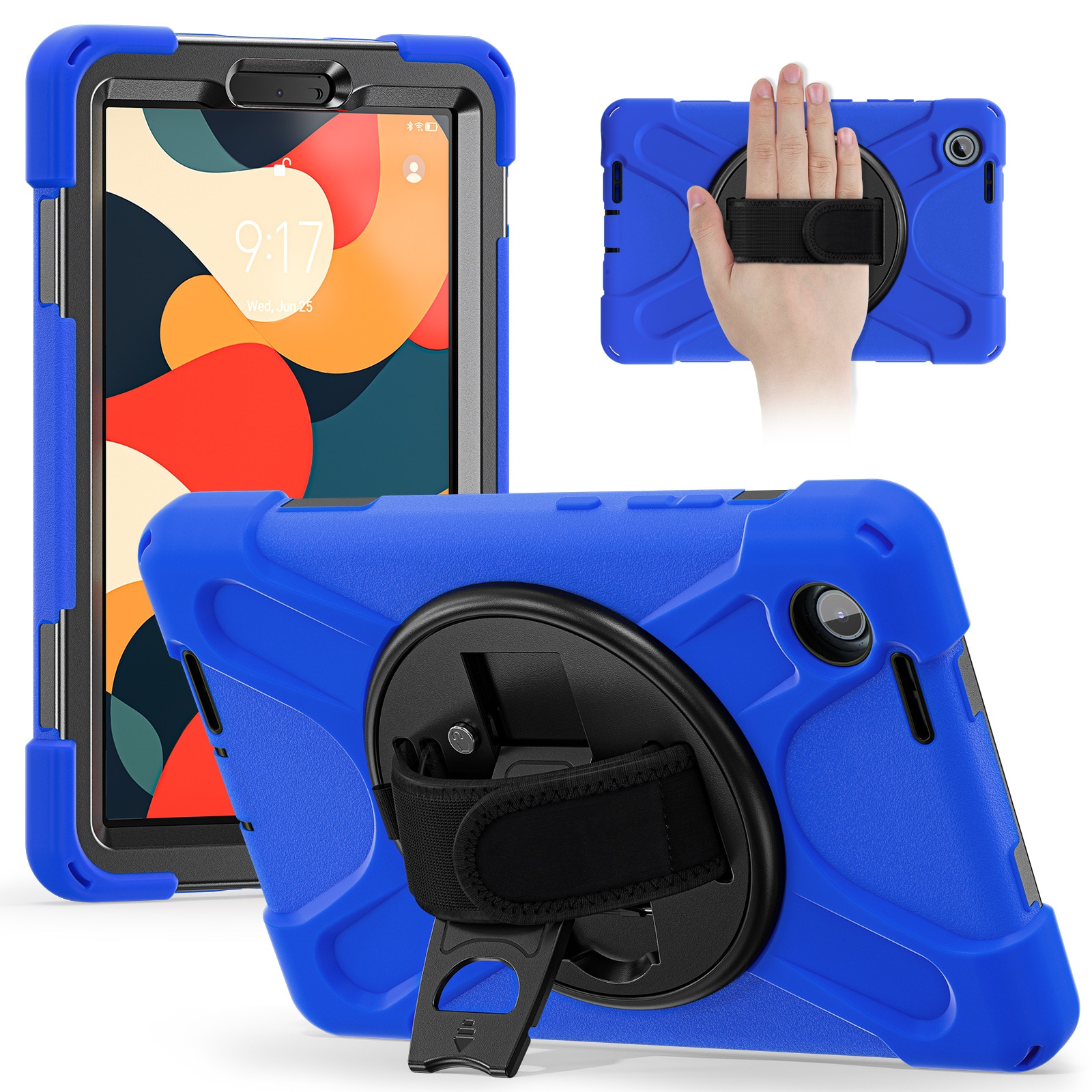 Husa tableta, Lenovo Tab One 8.7-inch 2025 TB336FU, material plastic si silicon, rezistent la socuri, albastra