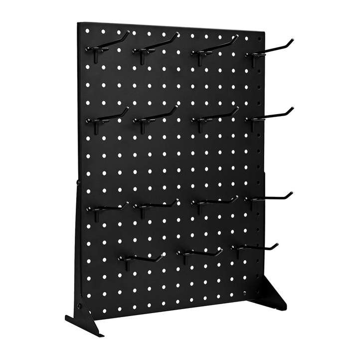 Suport de expunere Pegboard, Vevor, 2 piese, 30 carlige, 43x33cm, negru
