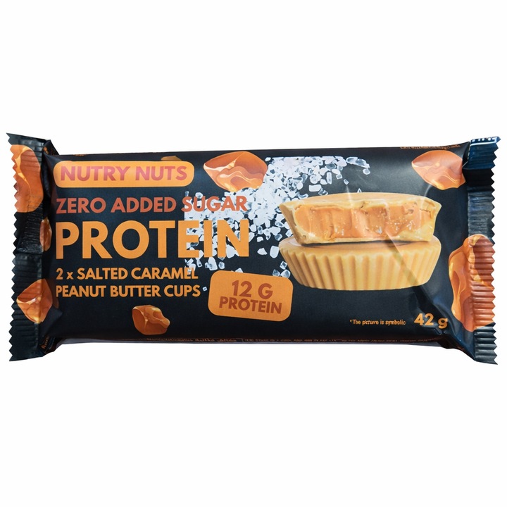 Nutry Nuts Protein cu Unt de Arahide si Caramel Sarat – Fara Zahar Adaugat, 12 g Proteine (42 g)