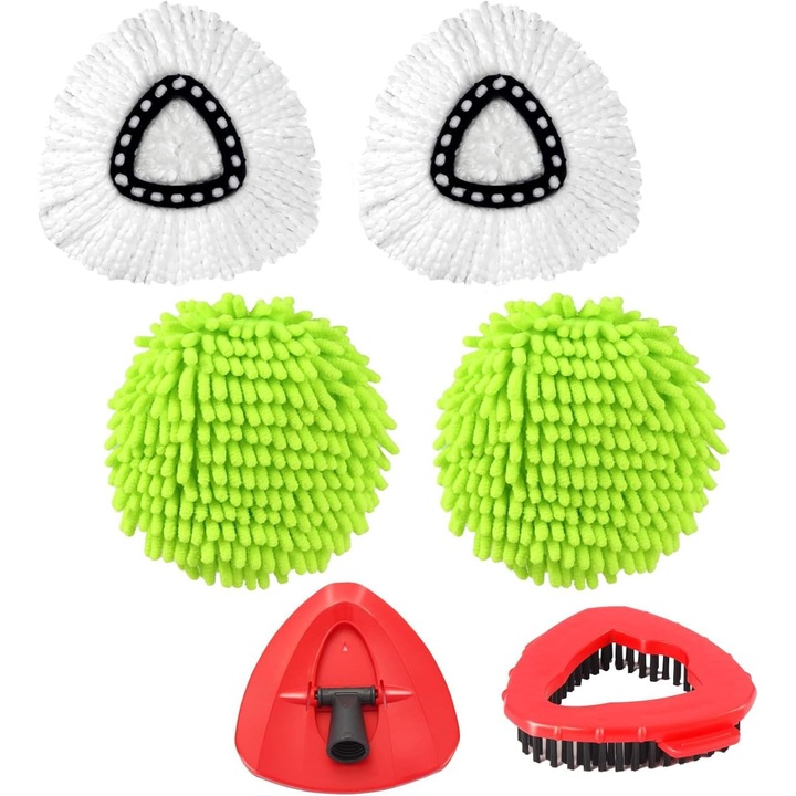 Set accesorii pentru mop EasyWring 1-Tank, 2 rezerve mop microfibra, 2 pad-uri, 1 perie de curatare, 1 baza mop