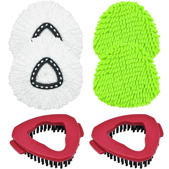 Set capete de inlocuire mop Ocedar, 4 capete mop microfibra, 2 capete mop cu perie, lavabile, pentru curatare adanca