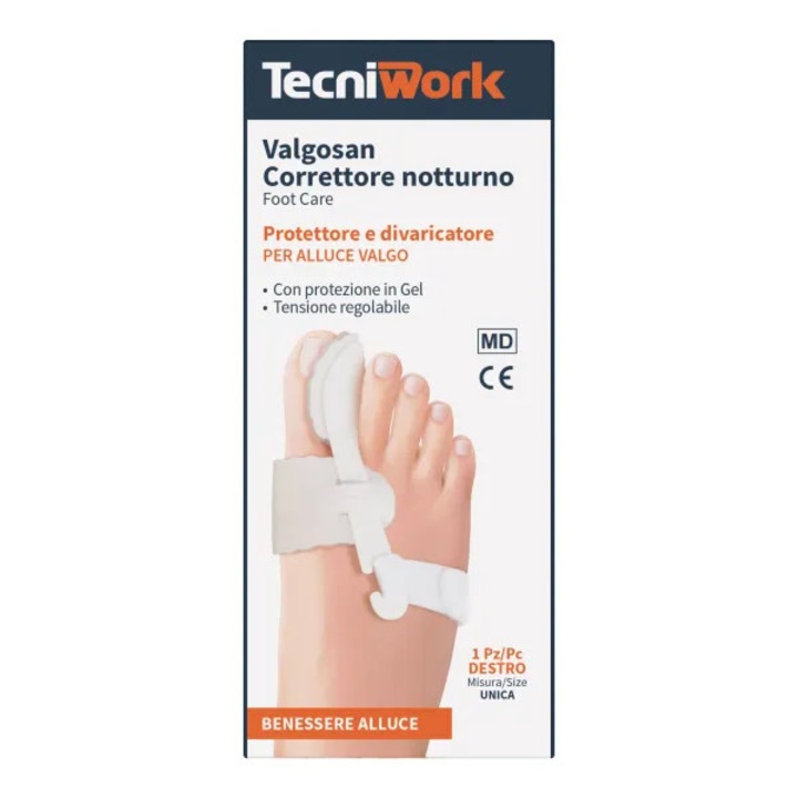 Corector de noapte ortopedic Tecniwork Valgosan, gel moale, ajustabil, pentru degetul mare, picior stâng, 1 bucată