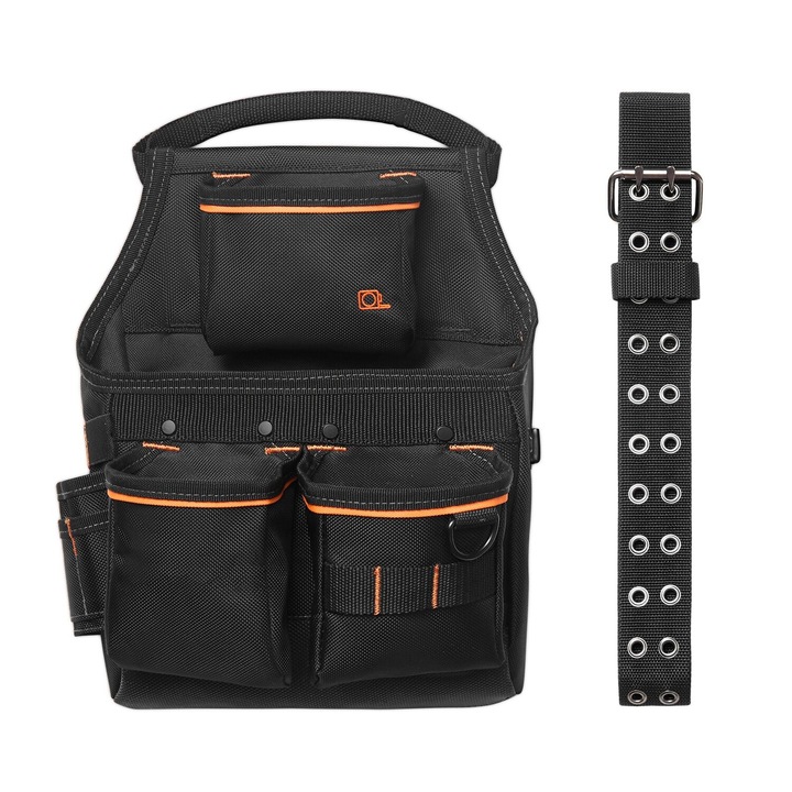 Övtáska szerszámokhoz, VEVOR, 14 zseb, tartós anyag, méretek 1410x370x120mm, állítható 83-127cm