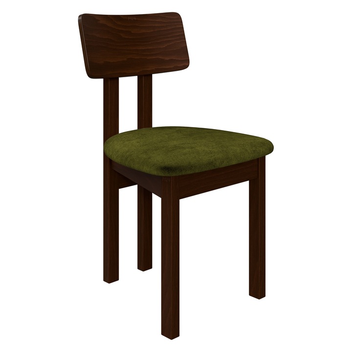 Scaun dining Kizeko II, MIRJAN 24, nuc + verde inchis, 47x48x85 cm