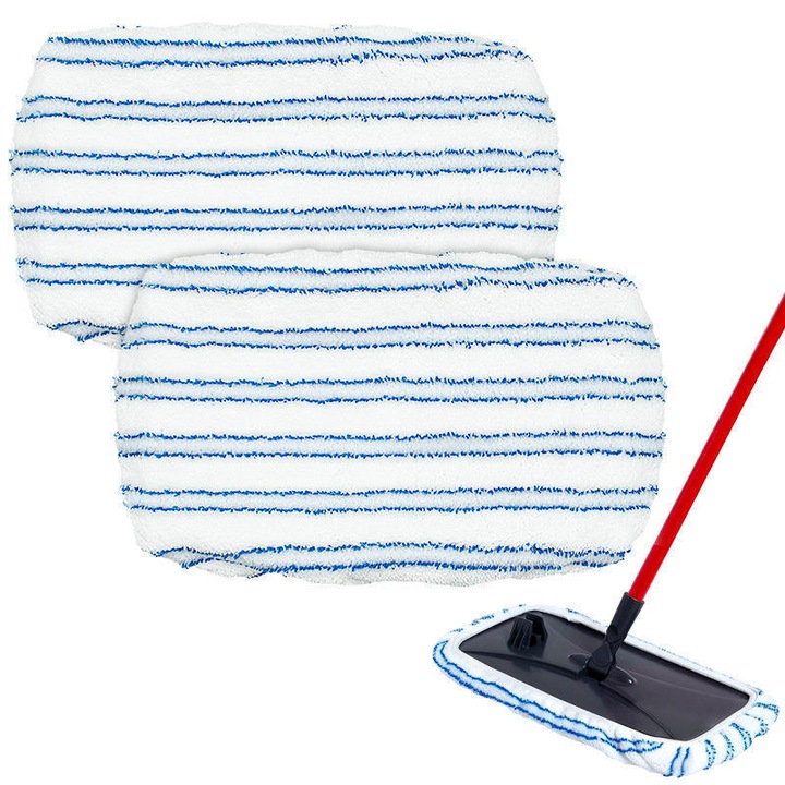 Set 2 lavete reutilizabile pentru mop, microfibra, 15x8 inch, pentru podele din lemn