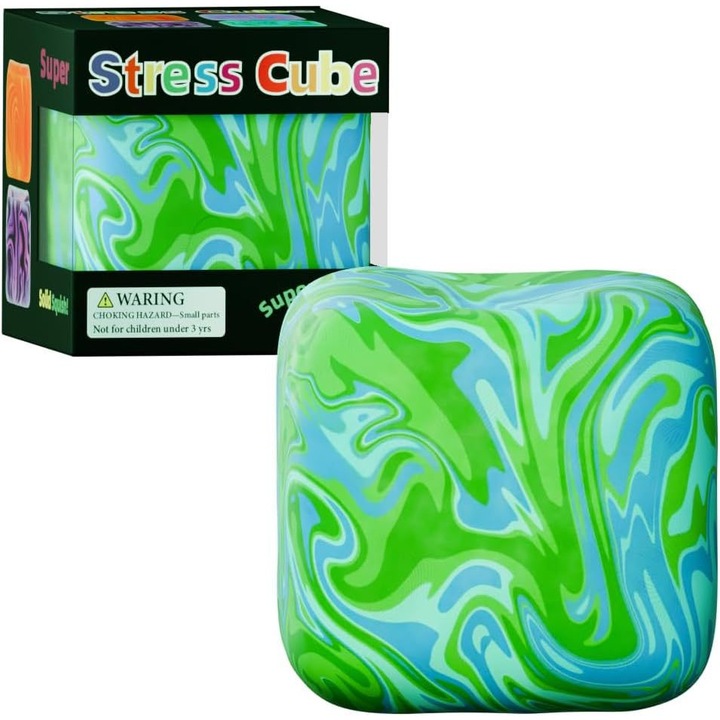 Cub de stres squishy, design camuflaj verde, 2.2 inch, jucarie interactiva pentru copii si adulti