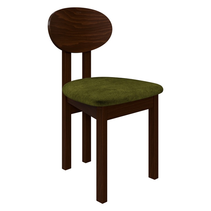 Scaun dining Kizeko III, MIRJAN 24, nuc + verde inchis, 47x48x85 cm