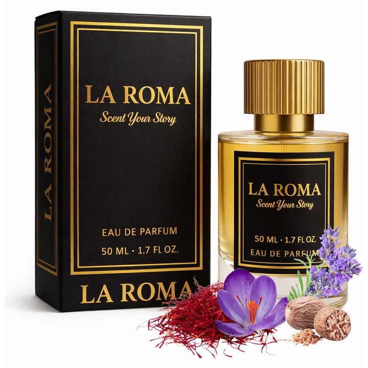 Apa de Parfum La Roma U-5 Oud Temp, Unisex, cu sofran, lavanda si oud, oriental-lemnos, persistent si intens, miros puternic, misterios si sofisticat, 50ml