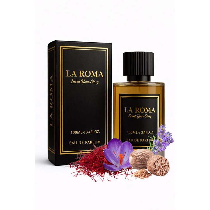 Apa de Parfum La Roma U-5 Oud Temp, uniszex, sáfránnyal, levendulával és ouddal, keleties-fás, tartós és intenzív, erős, titokzatos és kifinomult illat, 100ml