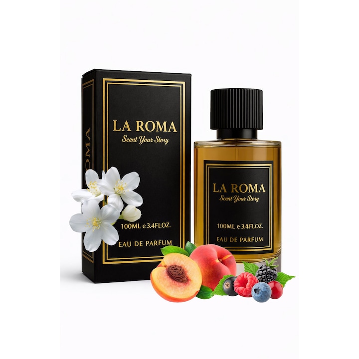 Apa de Parfum La Roma U-6 Kirk, Unisex, cu piersica, fructe de padure si mosc, fructat-chypre, persistent si exotic, miros dulce, memorabil si fermecator, 100ml