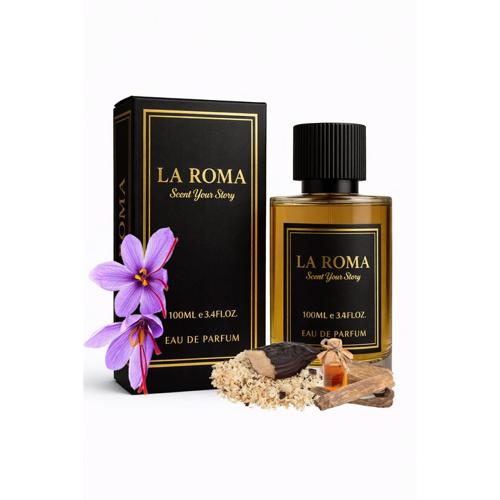 Apa de Parfum La Roma U-7 Arabic Scent, Unisex, cu tonka, sofran si oud, oriental-condimentat, persistent, miros intens, misterios si elegant, 100ml