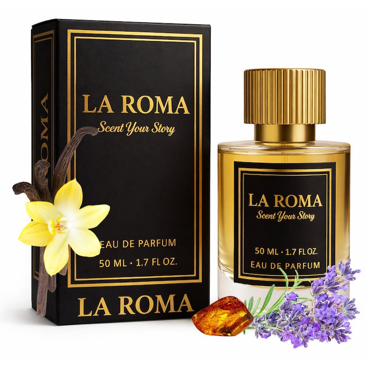 La Roma U-8 Strong Scent Eau de Parfum, Unisex, levendulával, ámbrával és vaníliával, keleties, tartós és meleg, kifinomult, elegáns és érzéki illat, 50 ml