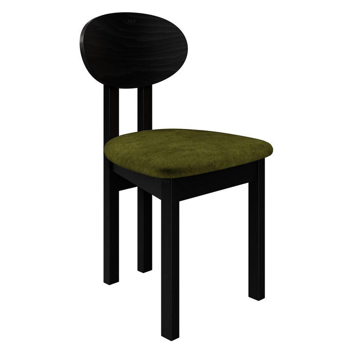 Scaun dining Kizeko III, MIRJAN 24, negru + verde inchis, 47x48x85 cm