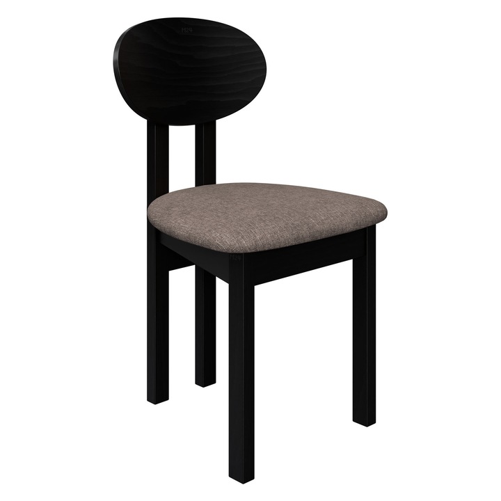 Scaun dining Kizeko III, MIRJAN 24, negru + maro deschis, 47x48x85 cm
