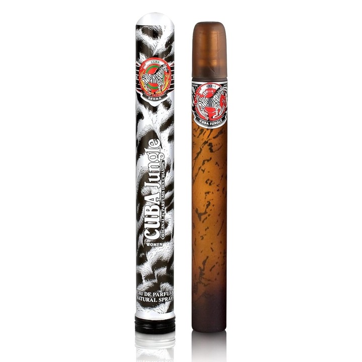 Apa de parfum Cuba Jungle Zebra, 35ml, flacon tip trabuc, pentru dama, parfum exotic