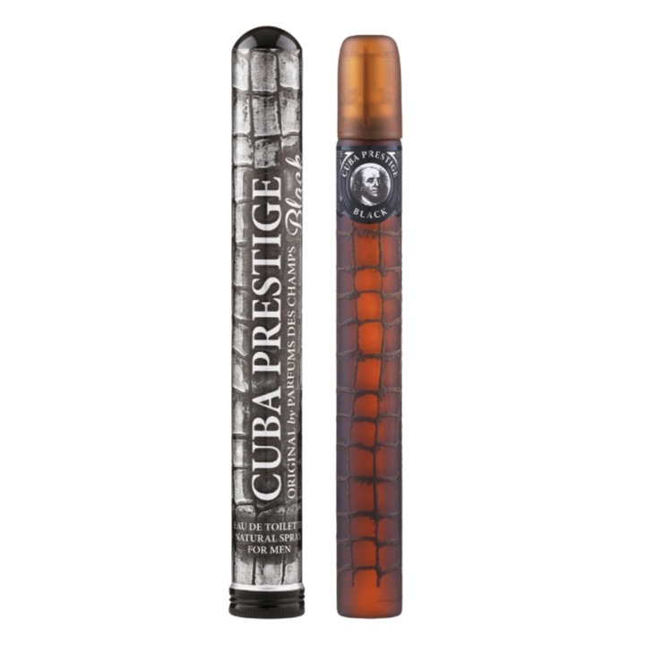 Apa de toaleta Cuba Prestige Black, CUBA PARIS, 35ml, design tip trabuc, aromă lemnoasă