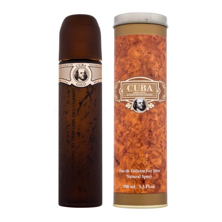 Apa de toaleta barbati, CUBA PARIS, Cuba Gold, 100ml, flacon tip trabuc