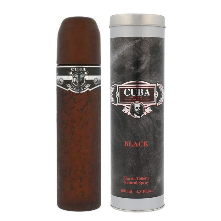 Apa de toaleta barbati, CUBA PARIS, Cuba Black, 100ml, flacon trabuc, elegant