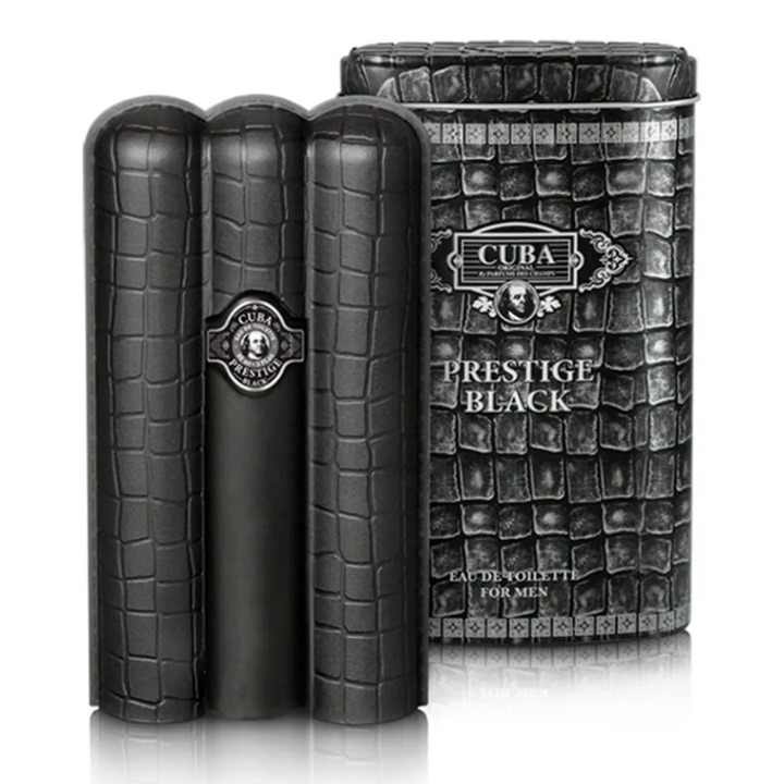Parfum pentru bărbați, CUBA PARIS, Cuba Prestige Black, 90ml, flacon premium, note lemnoase și aromatice