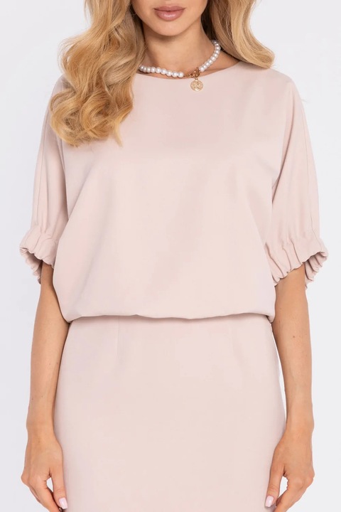 Rochie MOE, mini, bej deschis, material textil