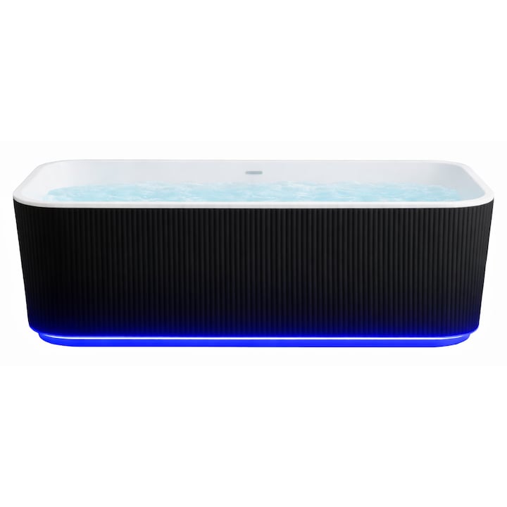 Cada cu hidromasaj Imorom, alb lucios/negru, dimensiuni 170x70cm