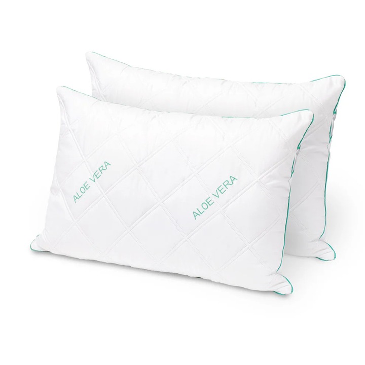 Set 2 Perna Matlasata aloe vera 50x70, Alb, Verde