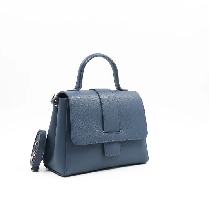 Poseta Piele Olivia - Albastru Deschis, Geanta Casual din Piele Naturala, Geanta, Genti