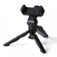Suport telefon universal cu trepied 2 in 1 pentru birou si filmare, suport smartphone cu prindere cu arc deschidere 8 cm, montura 1/4 inch, pliabil pentru streaming si vlogging
