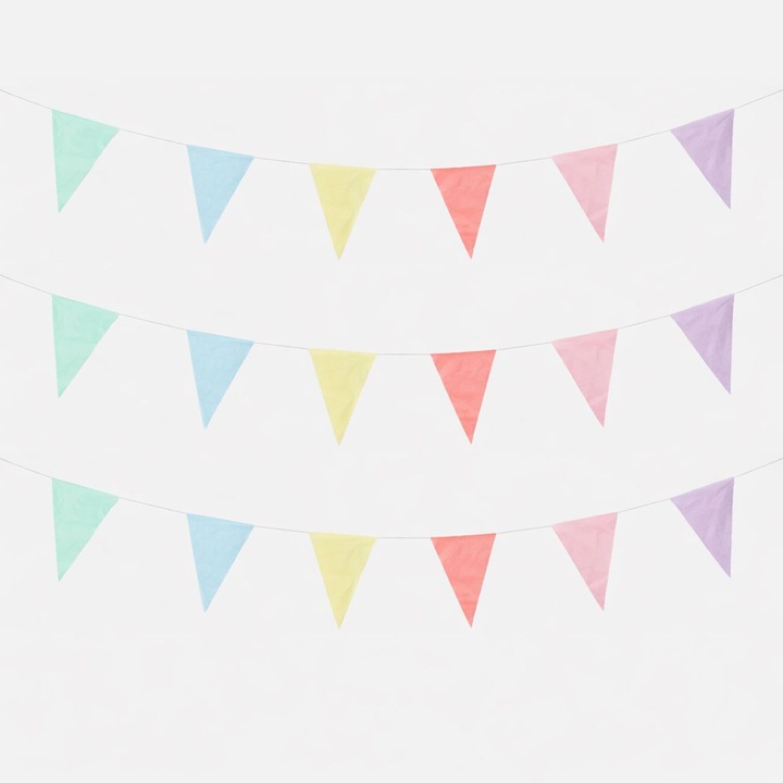 Stegulete de Petrecere din Plastic Pastel 10m - 18buc