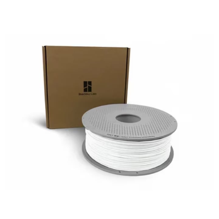Filament 3D Bambu Lab, PLA, Alb, diametru 1, 75mm, biodegradabil, cu bobina, Jade White (10100)