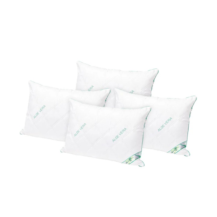 Set 4 Perna Matlasata aloe vera 50x70, Alb / Verde