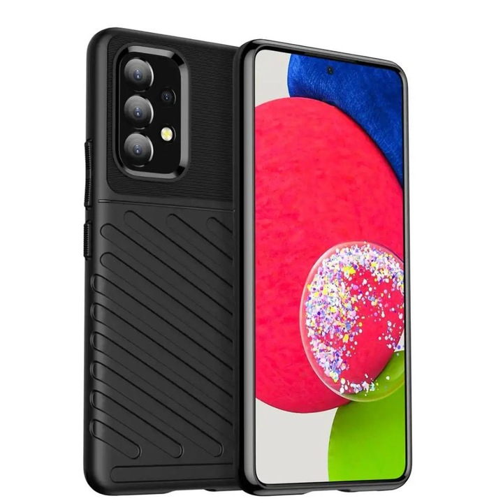 Husa Thunder, compatibila cu Samsung Galaxy A13 4G, Carbon Shield, Negru