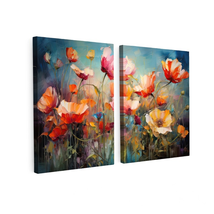 Set Tablouri Multicanvas 2 Piese, Abstract, Decorative, Living, Modern Art, Decorarea peretilor 180x120 cm