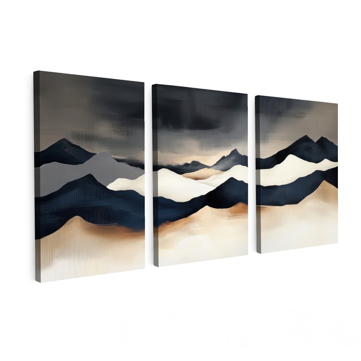 Set Tablouri Multicanvas 3 Piese, Abstract, Decorative, Living, Modern Art, Decorarea peretilor 120x60 cm