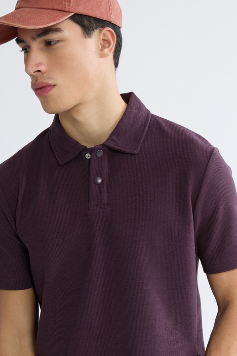 LC WAIKIKI, Tricou polo cu model uni, Violet tyrian