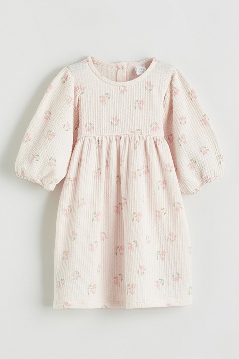 LC WAIKIKI, Rochie din amestec de bumbac cu model floral, Verde/Roz pastel