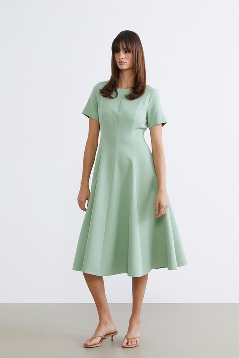 LC WAIKIKI, Rochie midi evazata cu maneci scurte Vision, Verde pal