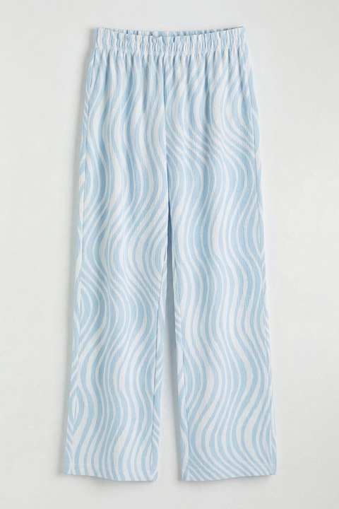 LC WAIKIKI,Pantaloni cu croiala ampla si model, Alb/Albastru lavanda