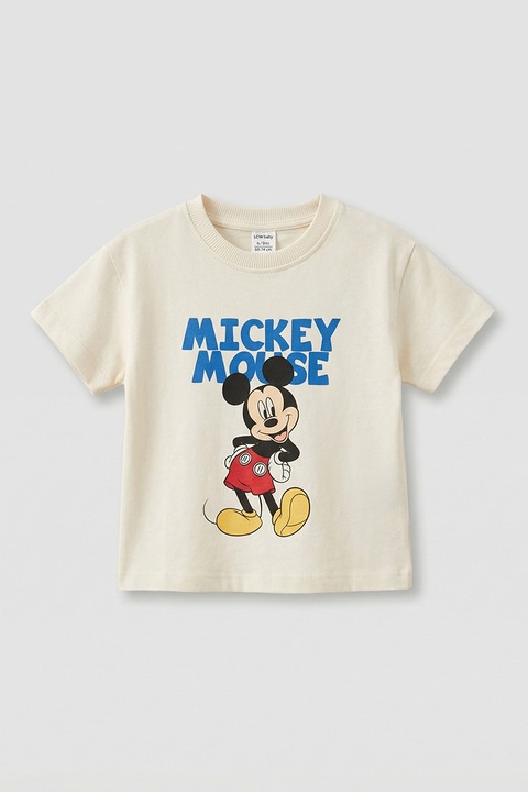 LC WAIKIKI, Tricou de bumbac cu Mickey Mouse, Alb fildes/Negru/Albastru royal