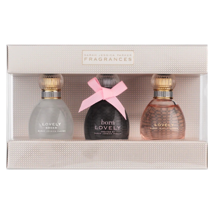 Set Sarah Jessica Parker: Lovely Sheer, Eau de Parfum, pentru femei, 10 ml + Born Lovely, Eau de Parfum, pentru femei, 10 ml + Lovely, Eau de Parfum, pentru femei, 10 ml