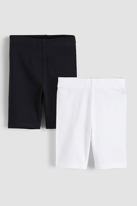 LC WAIKIKI, Set de colanti cu model uni - 2 perechi, Alb/Negru