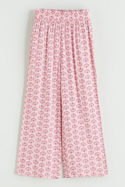 LC WAIKIKI, Pantaloni cu croiala ampla si motive orientale, Roz aprins/Roz pal