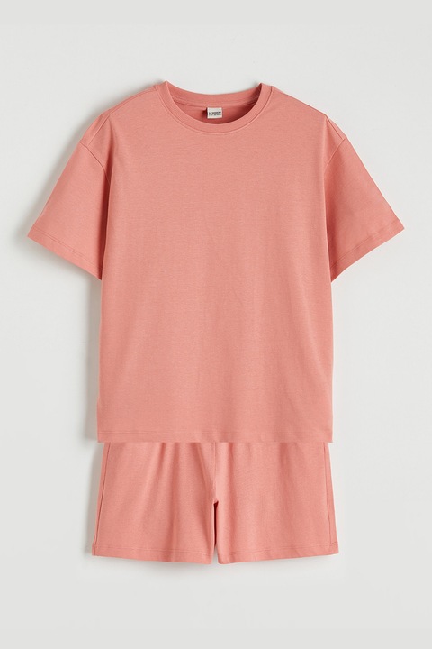 LC WAIKIKI, Set de tricou de bumbac si pantaloni scurti, Coral