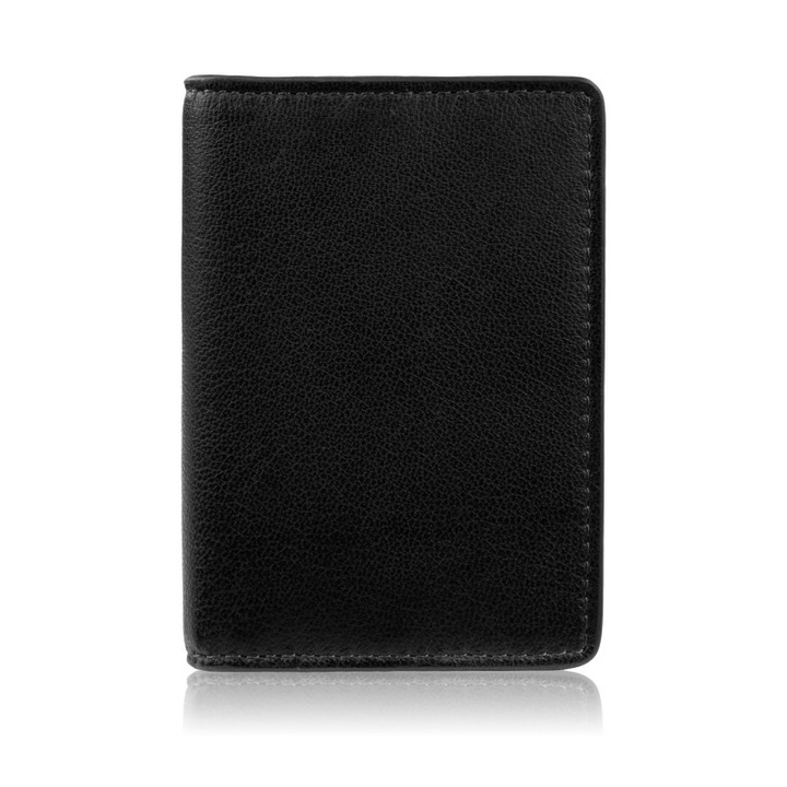 Kártyatartó, Paolo Peruzzi, KV-05-BL, természetes bőr, fekete, 6 rekesz, méretek 11x7,5x0,5cm